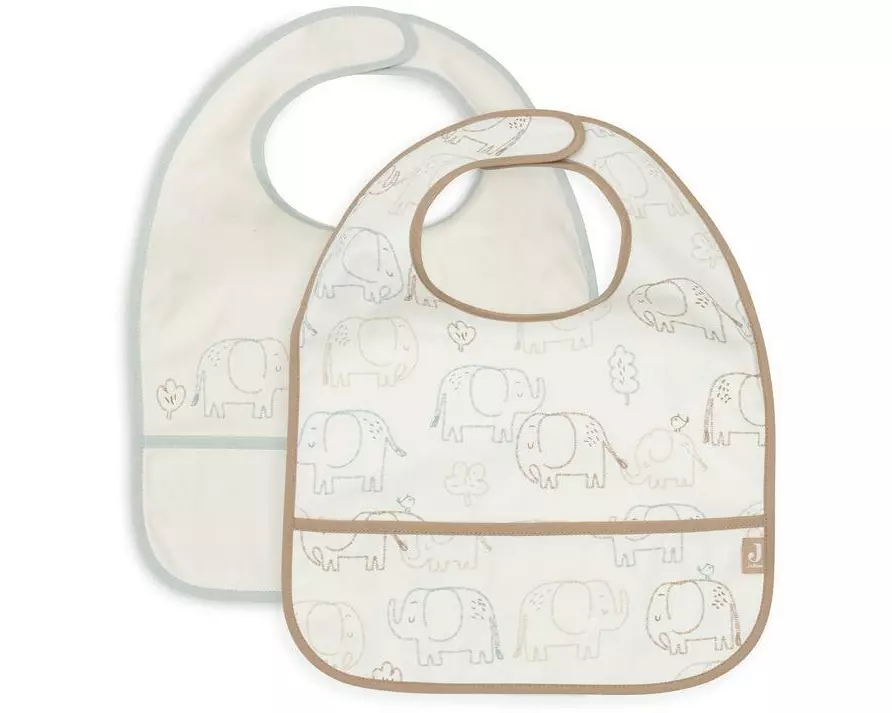 Jollein Lätzchen wasserdicht 2er Set Elephant Tales 40 x 29 cm