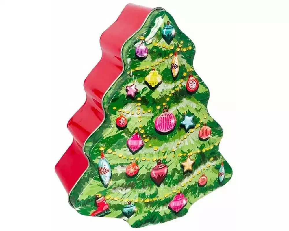 Dameco Guetzli-Dose Tannenbaum 18 x 15 x 7 cm, Mehrfarbig
