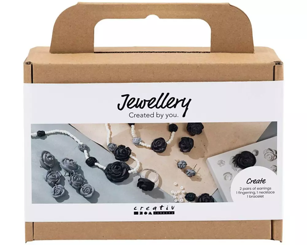 Creativ Company Schmuck Bastelset Rosen, Schwarz/Weiss