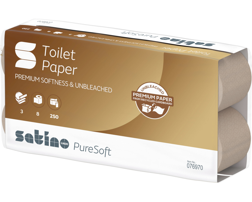 SATINO Toilettenpapier PureSoft 628528 3-lagig, 8 Rollen à 250 Blatt