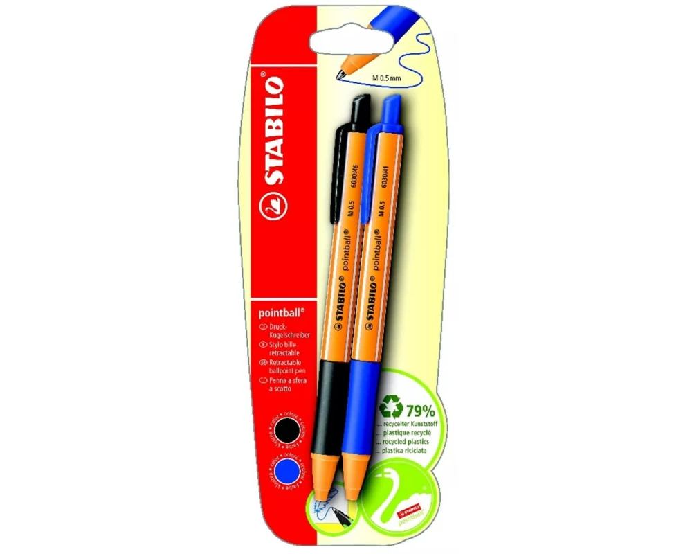 STABILO pointball 2er Bli. blau/schw. 0.5 mm, Orange