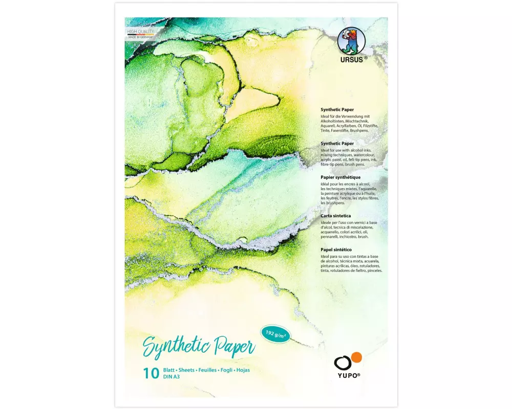 URSUS Malblock Yupo Synthetik, A3, 192 g/m2, 10 Blatt