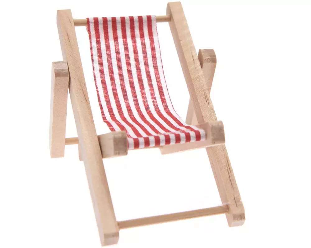 Rico Design Mini-Möbel Liegestuhl 7 x 10 cm 1 Stück, Rot/Weiss