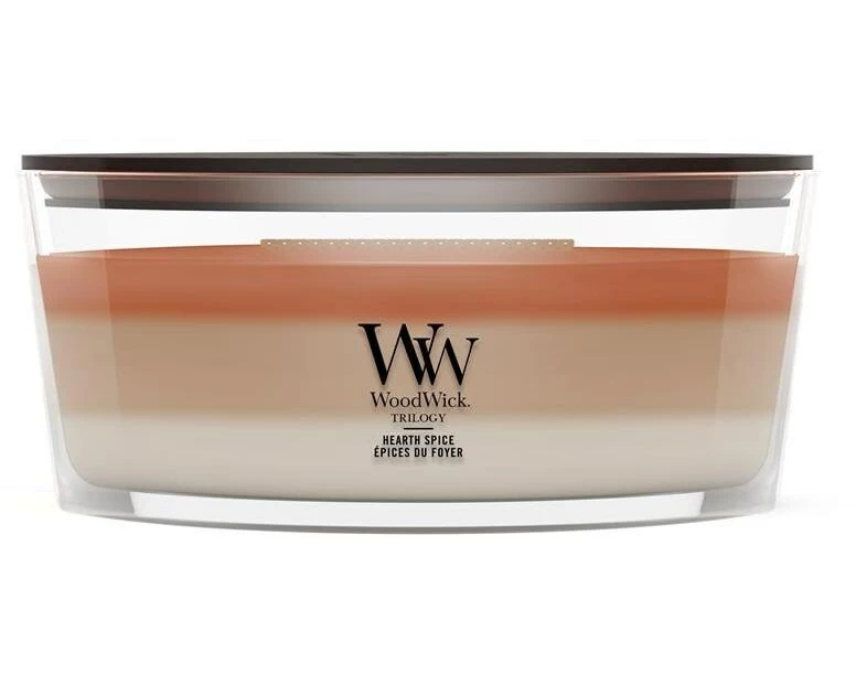 Woodwick Hearth Spice Glas Sojawachsmischung Holz Braun