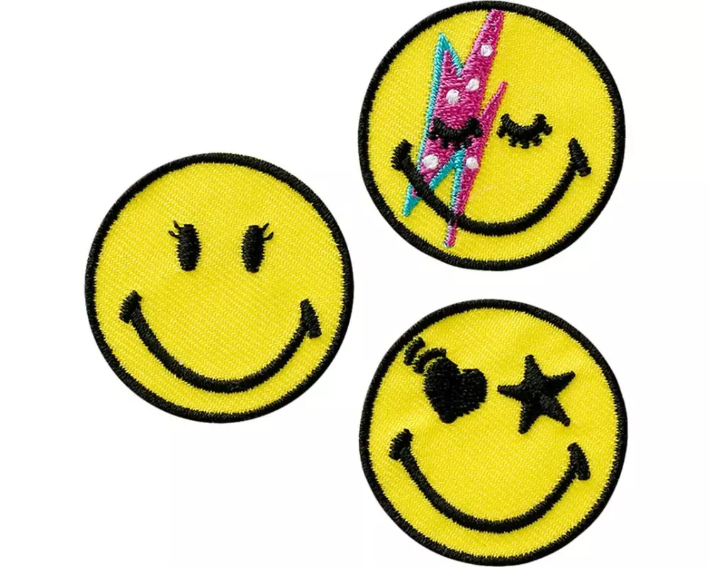 Mono-Quick Aufbügelbild Smiley 3.5 x 3.5 cm, Gelb, 3 Stück
