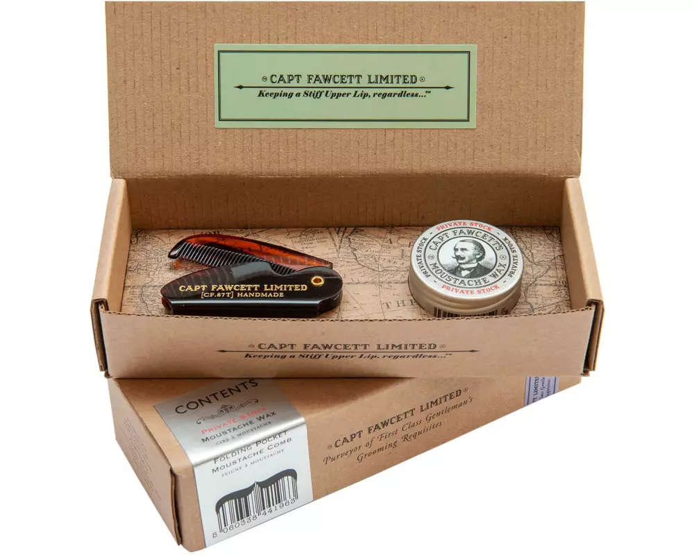 captain fawcett Private Stock Bartwachs und Kamm Set 15 ml