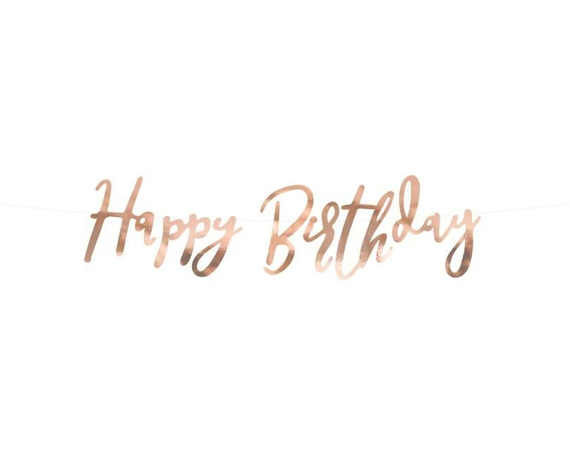 Partydeco Girlande Happy Birthday Rosegold, 16.5 x 62 cm
