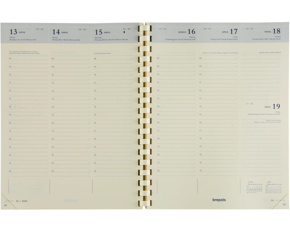 BREPOLS Agenda Timing 2026 0.136.9900 1W/2S Ersatz chamois 17x22cm