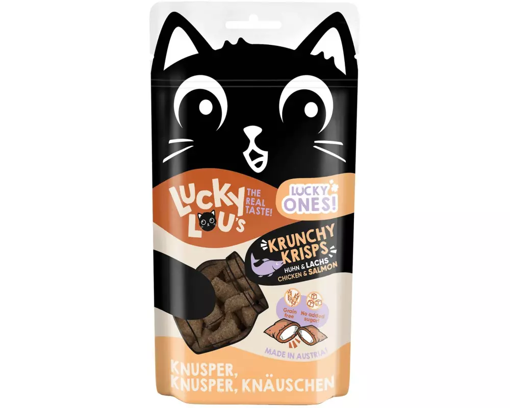 Lucky Lou Katzen-Snack Lucky Ones Krunchy Krisps Huhn & Lachs, 60g