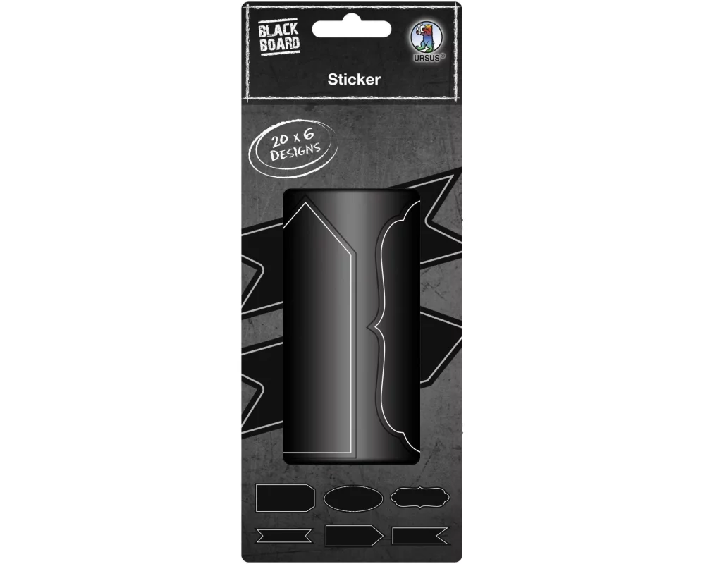 URSUS Kreidetafel-Sticker 20 x 6 Designs 100 mm Schwarz