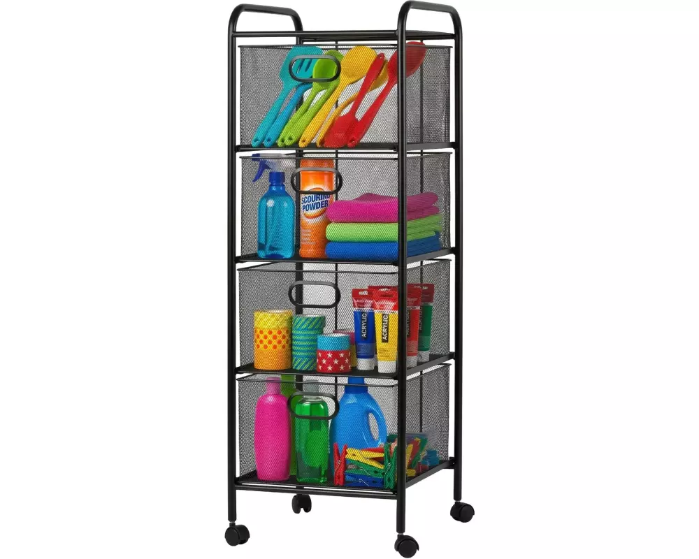 relaxdays Rollregal, 32 x 92.5 x 33 cm, Schwarz