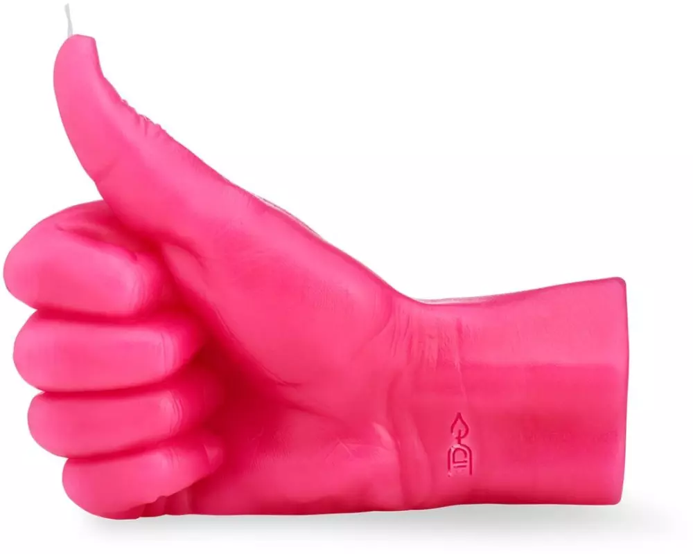 Mandatus Kerze Thumbs Up 13.5 cm x 13 cm, Pink, 1 Stück