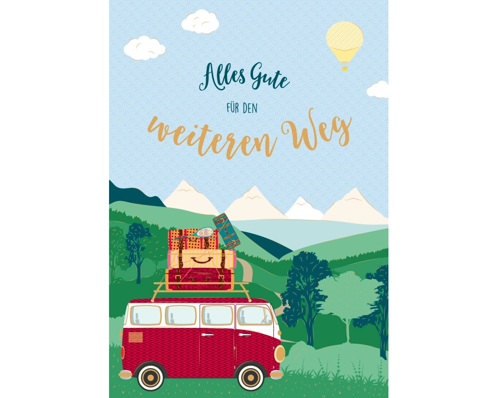 ABC Abschiedskarte DE A4 54010 Bus mit Koffer