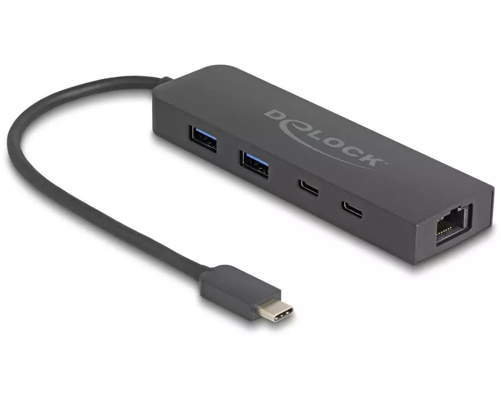 Delock USB-Hub USB-A/USB-C mit 2.5 Gigabit LAN