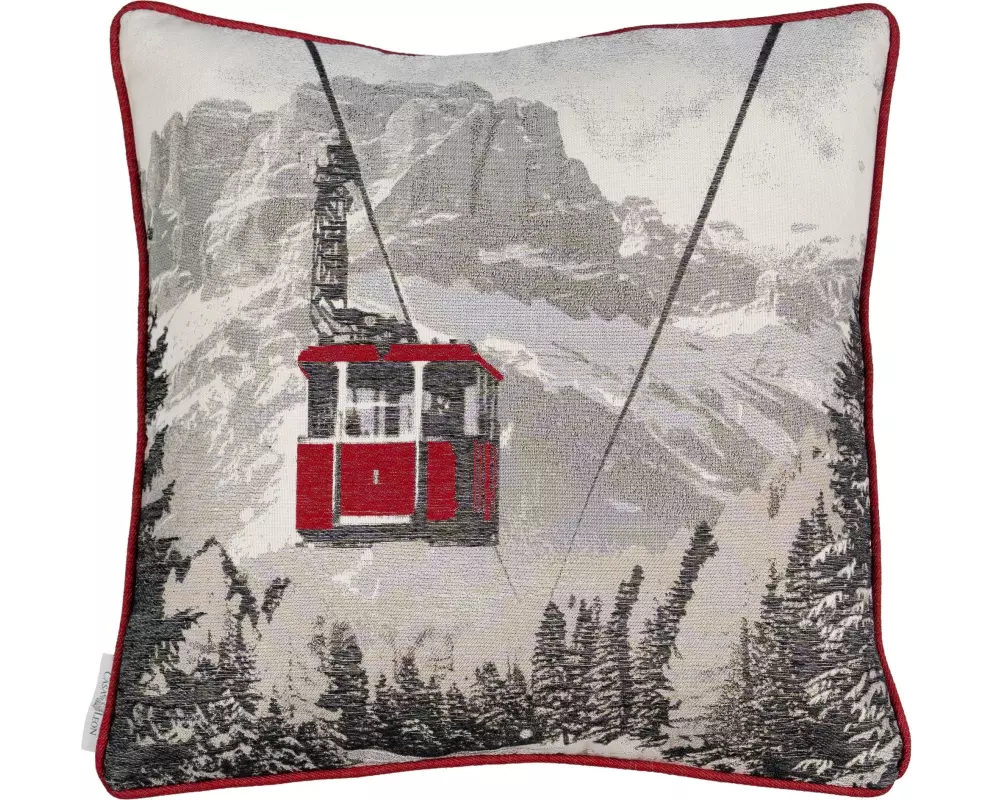 Casa Leon Kissen Seilbahn 45 x 45 cm, Beige/Rot