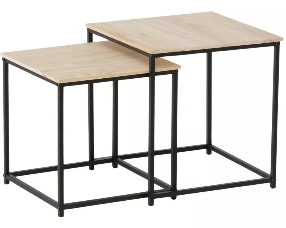 Boltze Beistelltisch Boras 2er Set, Natur/Schwarz