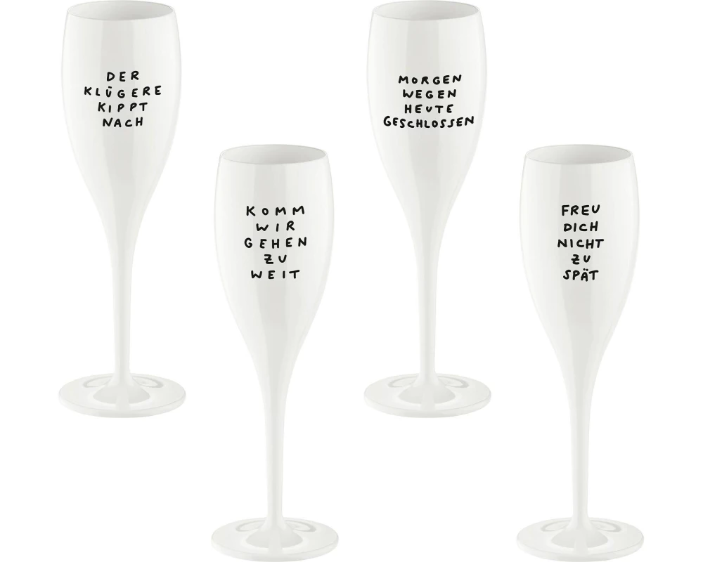 Koziol Sektglas Spruchreif 100 ml, 4 Stück, Weiss