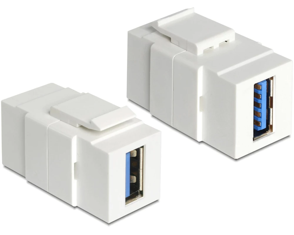Delock Keystone-Modul USB 3.0, A – A, (f-f) Weiss