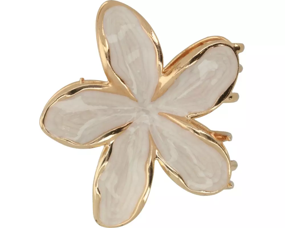 Trisa Accessoires Set Blumenklemmen, Goldfarben mit Beigem Perlmutt Finish
