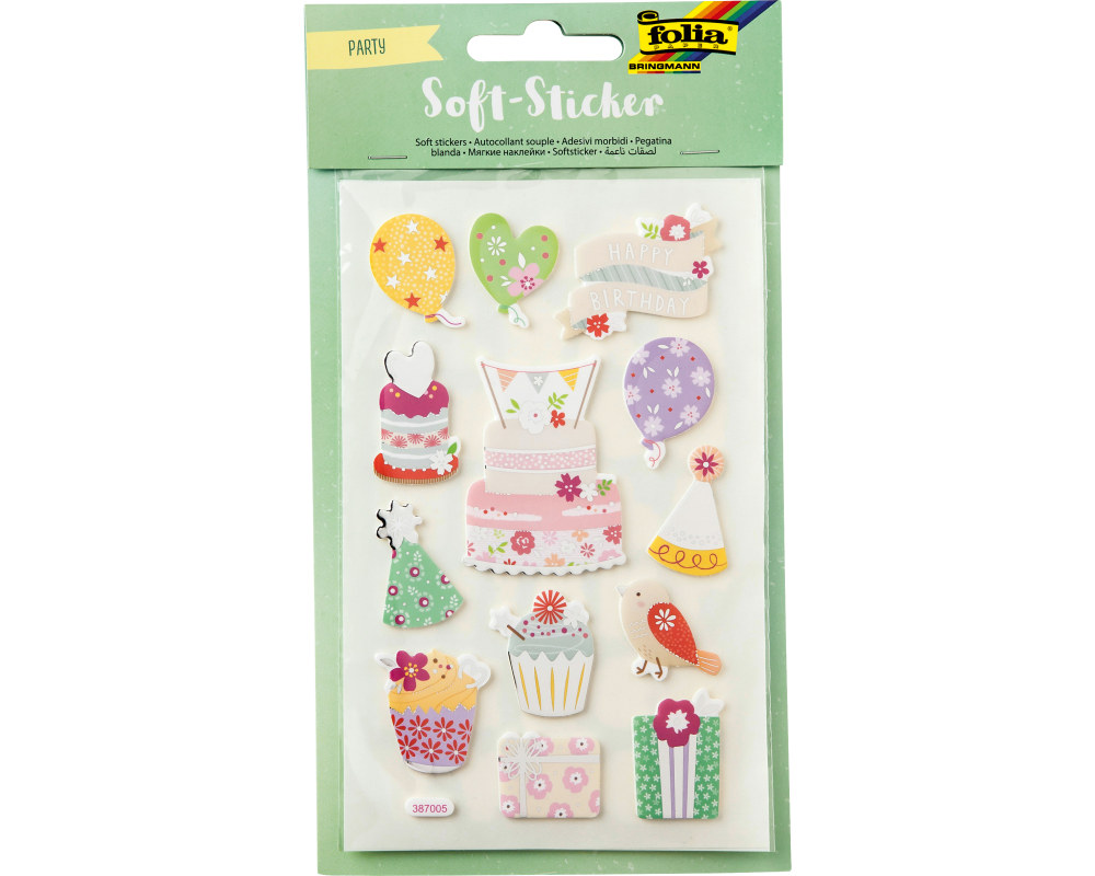 FOLIA Soft-Sticker 19304 Party 2 Blatt/48 Stück