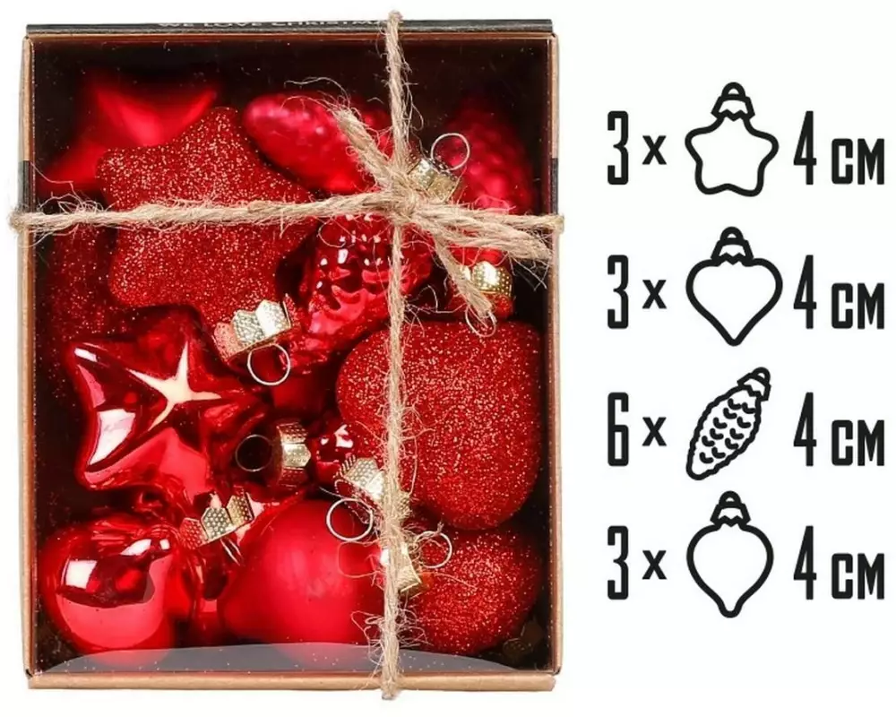 Holly & Jolly Weihnachtskugel Mini Merry Red Ø 4 cm