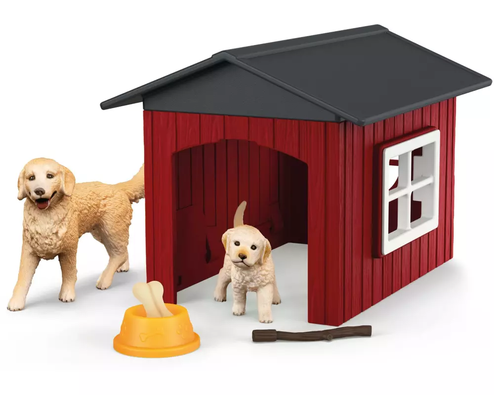 Schleich Spielfigurenset Farm World Hundehütte mit Goldenretrievern