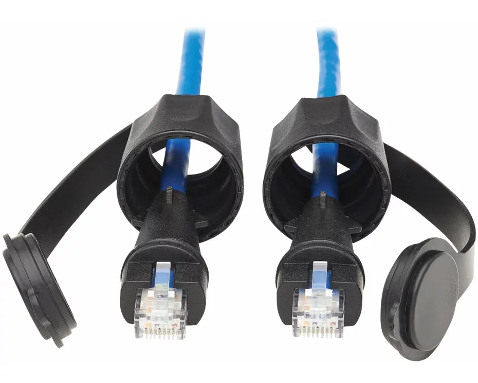 EATON TRIPPLITE Industrial, Cat6, UTP Ethernet Cable, RJ45m/M, 100W, PoE, CMR-LP, IP68, Blue, 50 ft. 15.24m