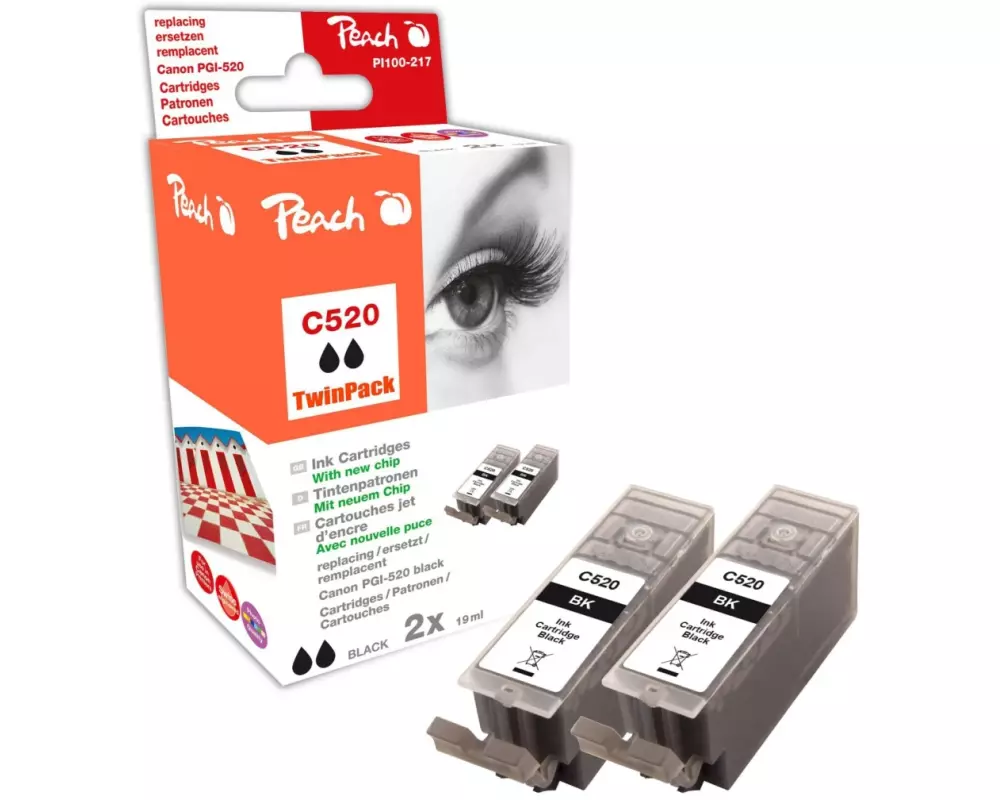 Peach Tintenset Canon PGI-520BK XL