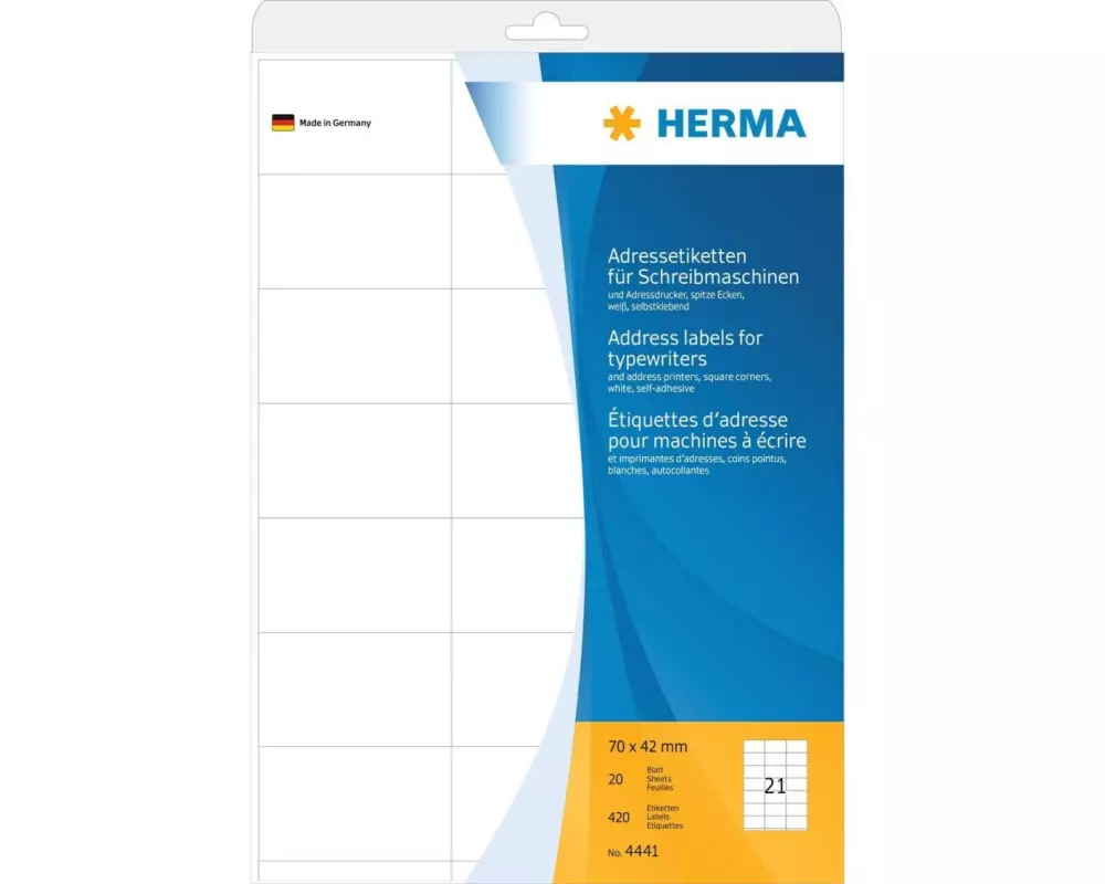 HERMA Universal-Etiketten 70 x 42.3 mm, 20 Blatt