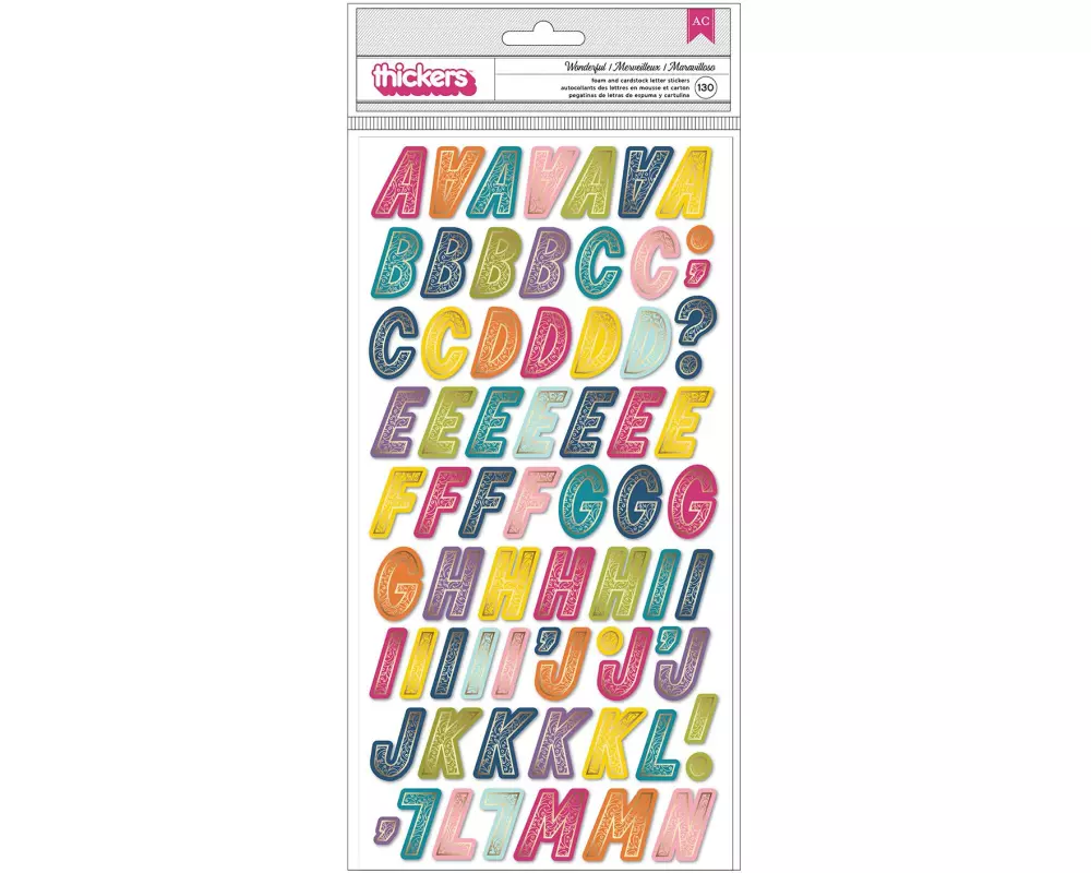 American Crafts 3D-Sticker Alphabet 130 Stück