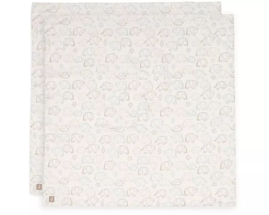 Jollein Mulltuch Nuscheli Elephant Tales 2er, 115 cm x 115 cm