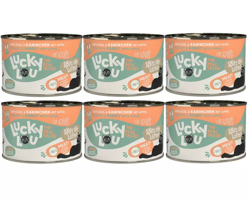 Lucky Lou Nassfutter Lifestage Adult Geflügel & Kaninchen, 6 x 200 g