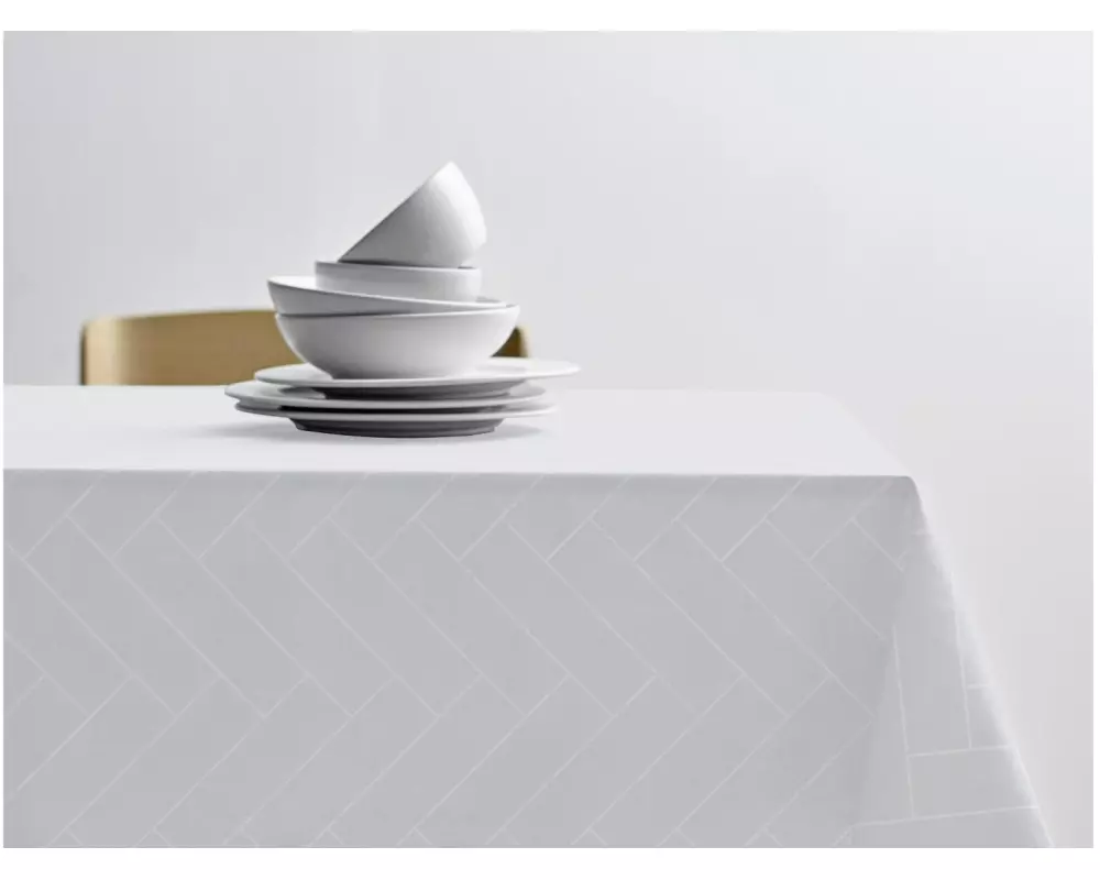Södahl Tischdecke Tiles Damask 140 x 270 cm, Weiss