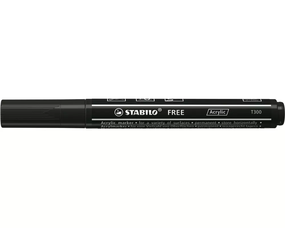 STABILO Acrylmarker Free Acrylic T300 Schwarz