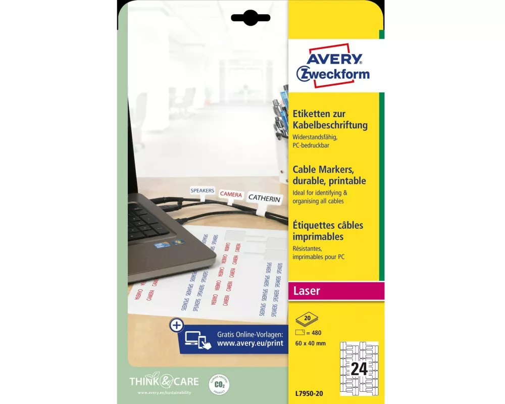 Avery Zweckform Typenschild-Etiketten L7950-20 60 x 40 mm Kabelbeschriftung