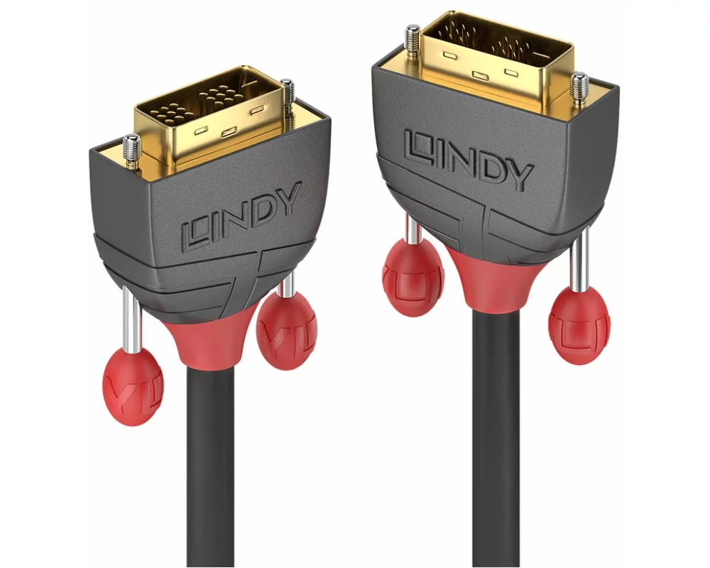 LINDY Anthra Line Video Cable, Single Link, DVI-DVI M-M, 15m, grey