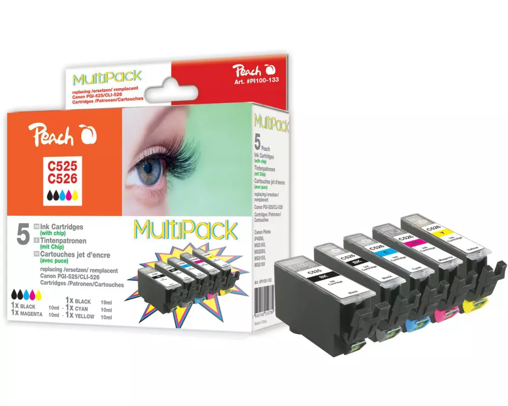 Peach Tintenset Canon CLI-526/PGI-525 C/M/Y/BK