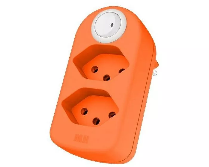 Max Hauri Mehrfachstecker maxAdapt BS, 2 x T13, Schalter, Fl-Orange