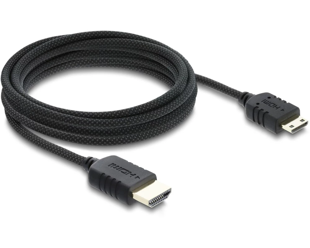 Delock HDMI zu Mini HDMI Kabel Koaxial, High Speed, 8K, 60 Hz, Geflechtmantel, 3 m