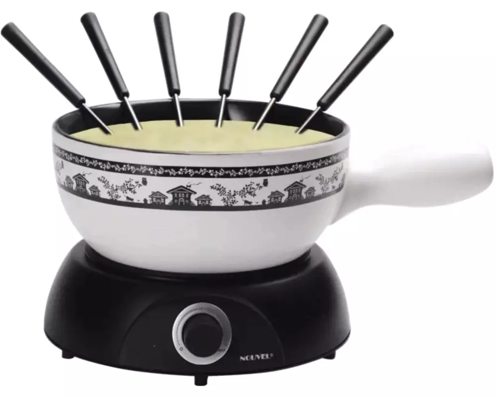 Nouvel Käsefondue-Set Kuhband 8 Teile, Schwarz