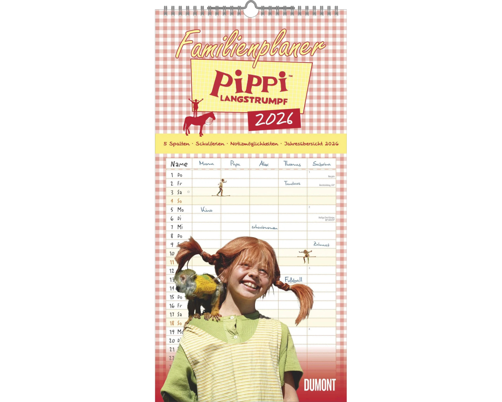 DUMONT Familienplaner 2026 260920 Pippi Langstrumpf 22x45cm