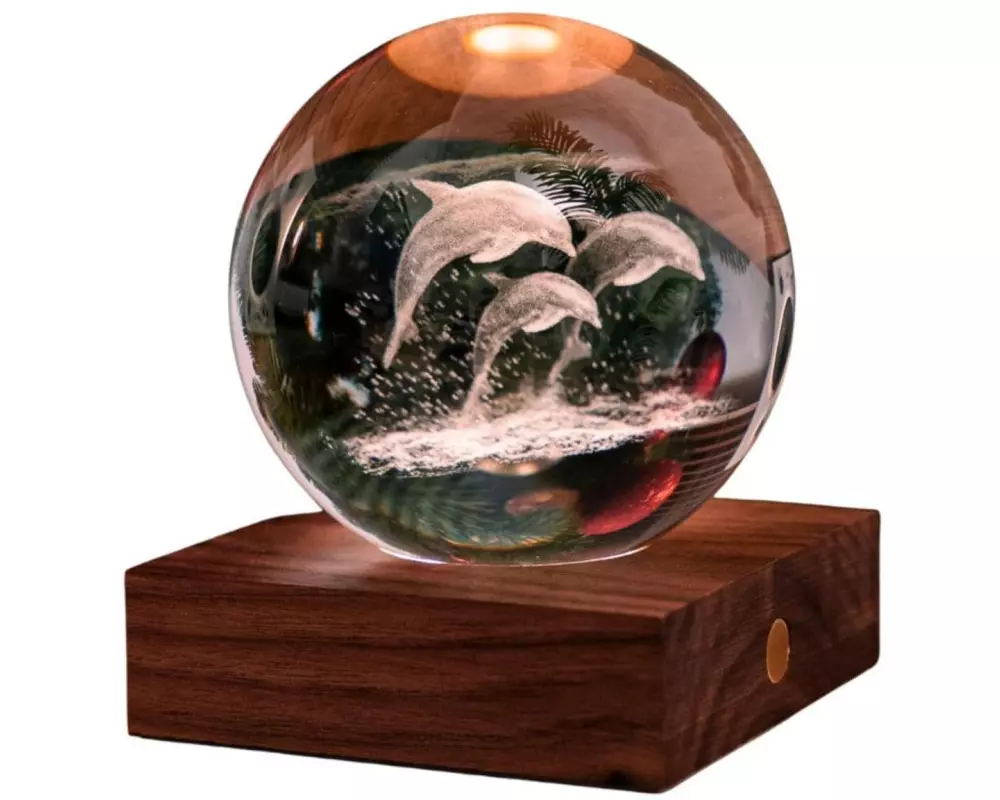 Gingko LED Stimmungslicht Amber Delfin Braun/Transparent