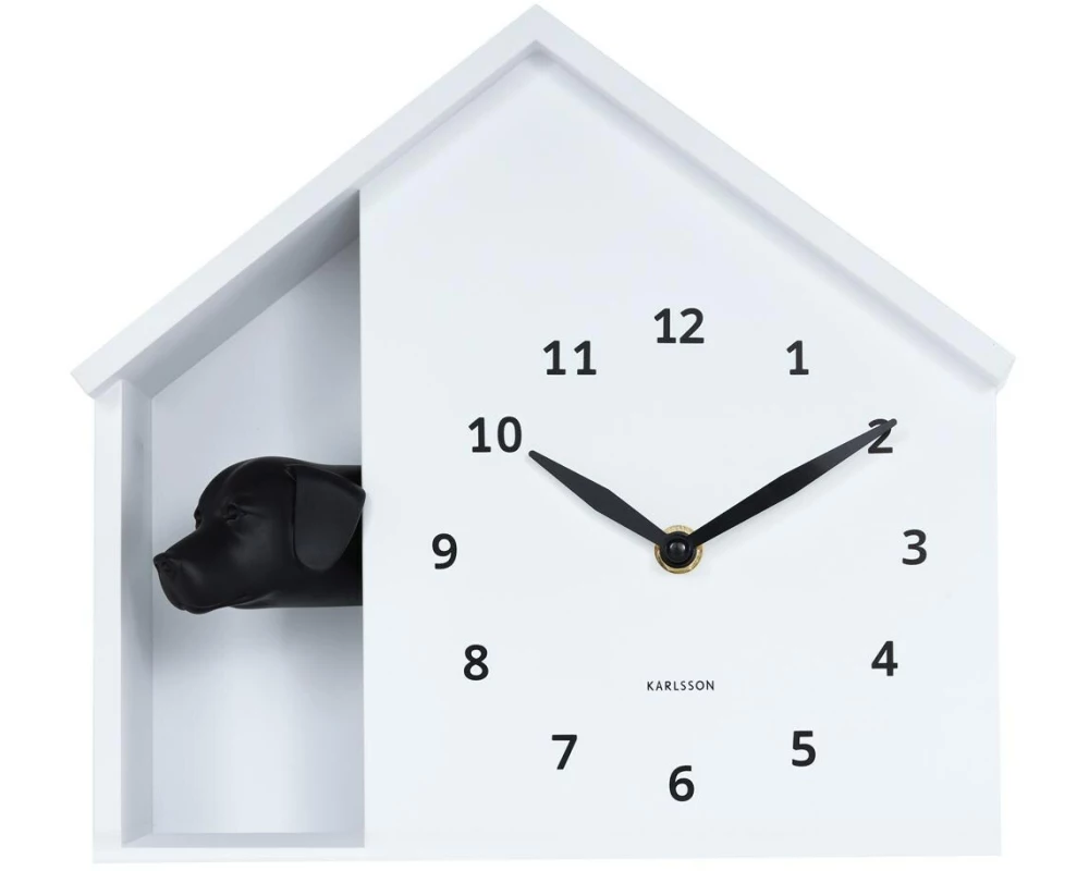 KARLSSON Wanduhr Peeking Doggy White