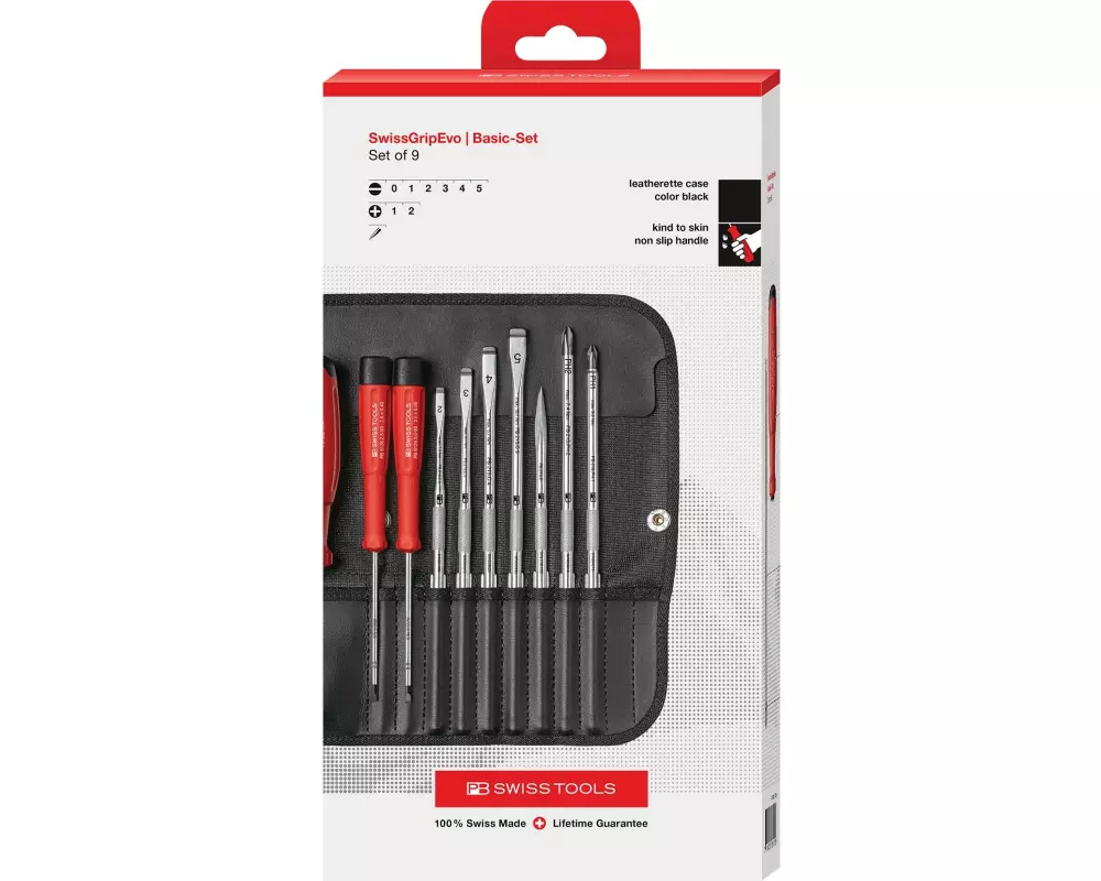 PB Swiss Tools Schraubenzieher-Set SwissGrip Evo Wechselklingen