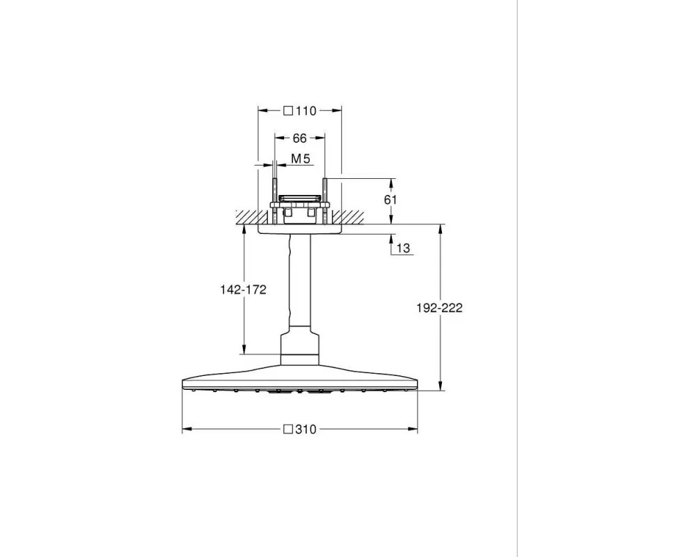GROHE RSH SmartActive 310 Set Decken-Kopfbrause 142 mm Arm