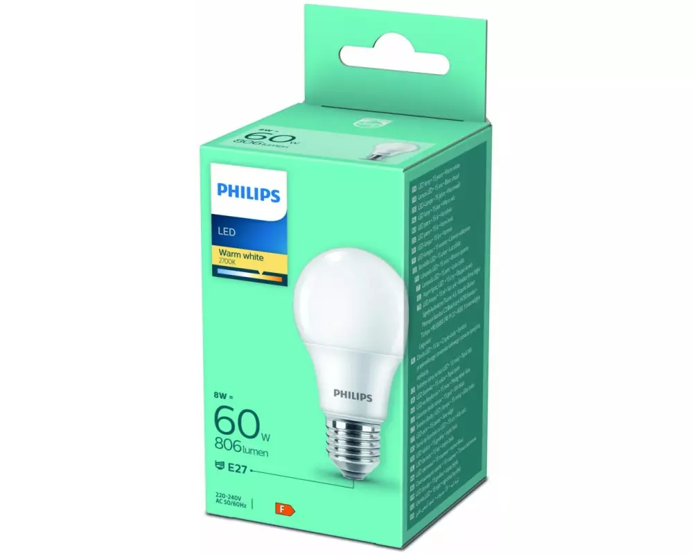 Philips Lampe LED 60W E27 A60 WW FR ND 1PF/6 DISC Warmweiss (WW)