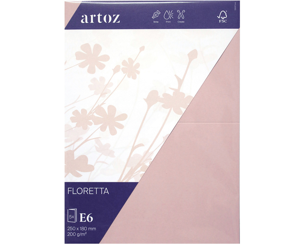 ARTOZ Karten 1001 E6 15837226-281 200g, light rose 5 Blatt