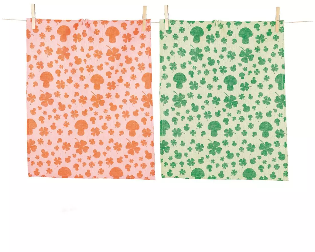 pad Geschirrtuch-Set Glückspilz 2 Stück, Orange/Grün