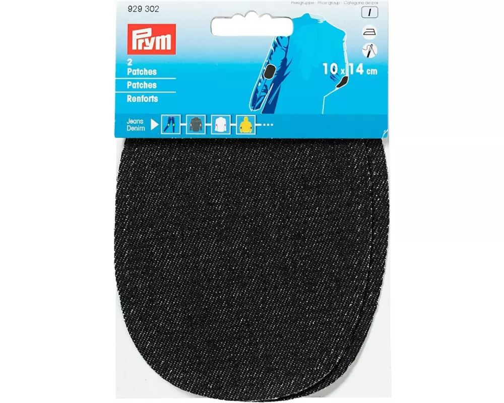 Prym Applikation 10 x 14 cm Jeans Schwarz, 2 Stück