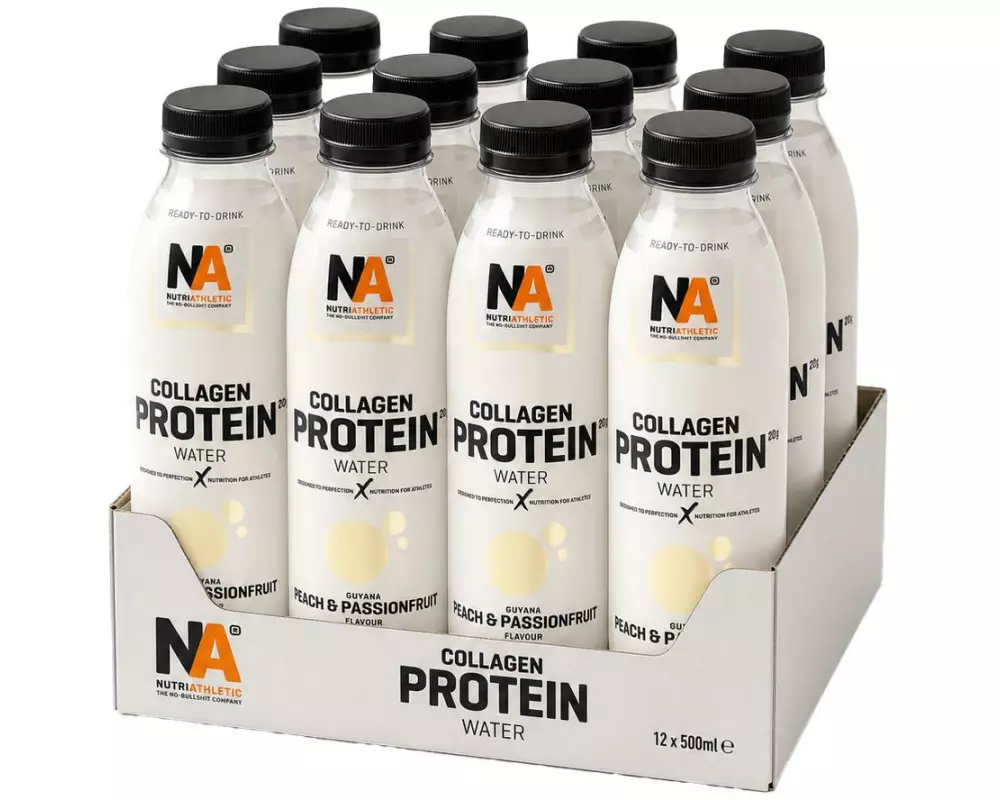 NUTRIATHLETIC COLLAGEN PROTEIN WATER 12 x 500 ml Pfirsich Passionsfrucht